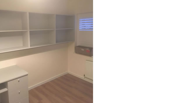 Desk & wall unit - in Oakgrain Light Grey