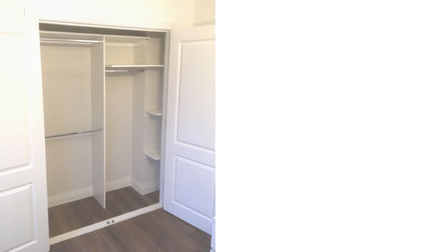 Double Wardrobe with shelves and hanging space - doors open