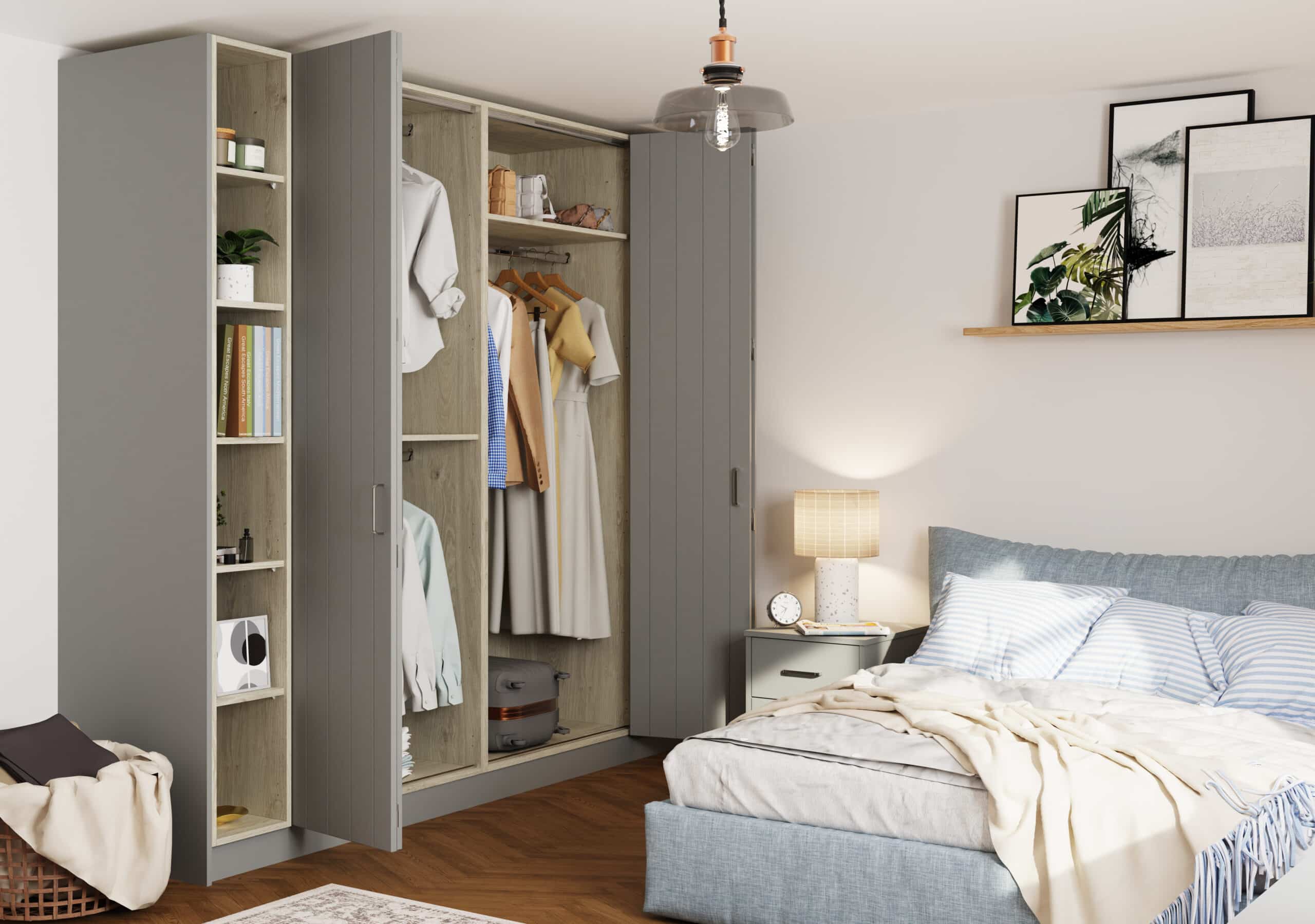 austin supermatt dust grey bedroom open