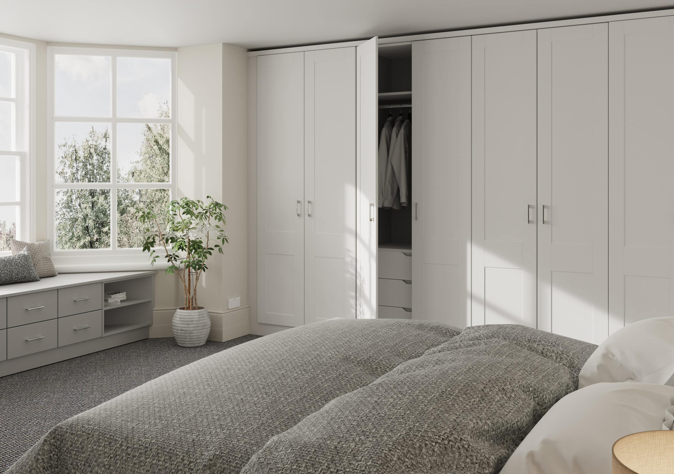 matt dove grey shaker bedroom