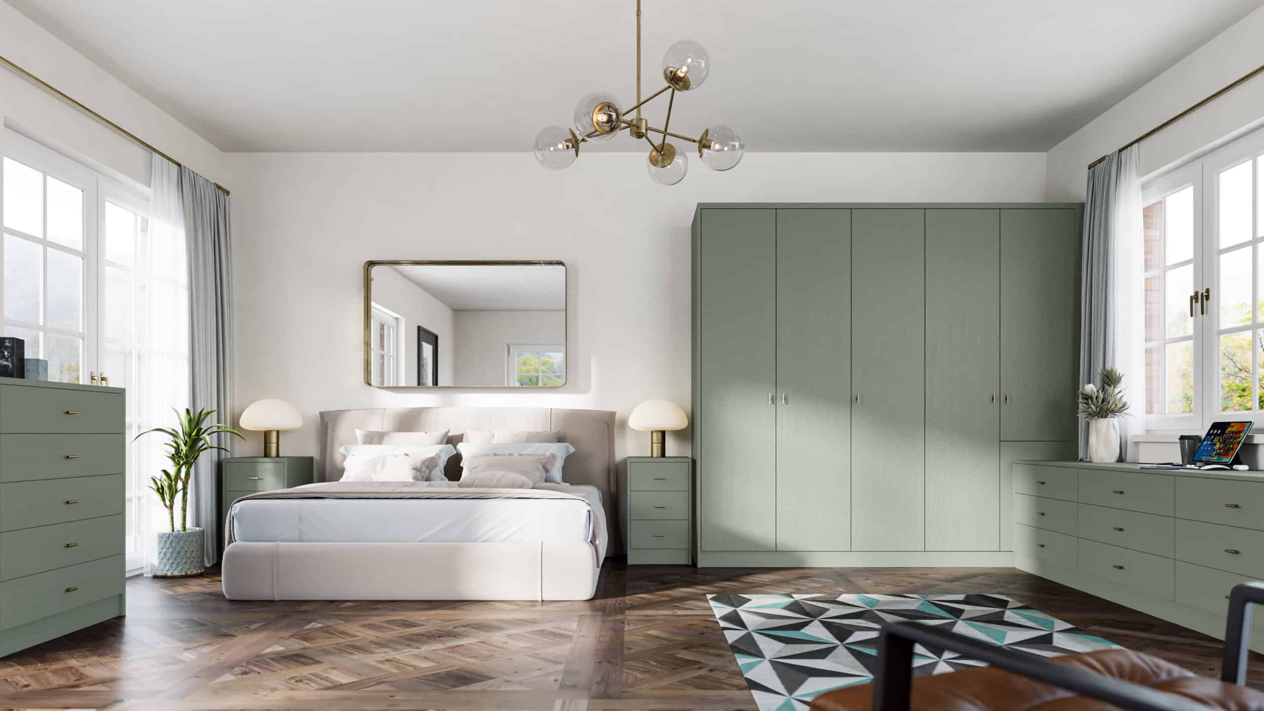 paint flow matt sage green venice bedroom