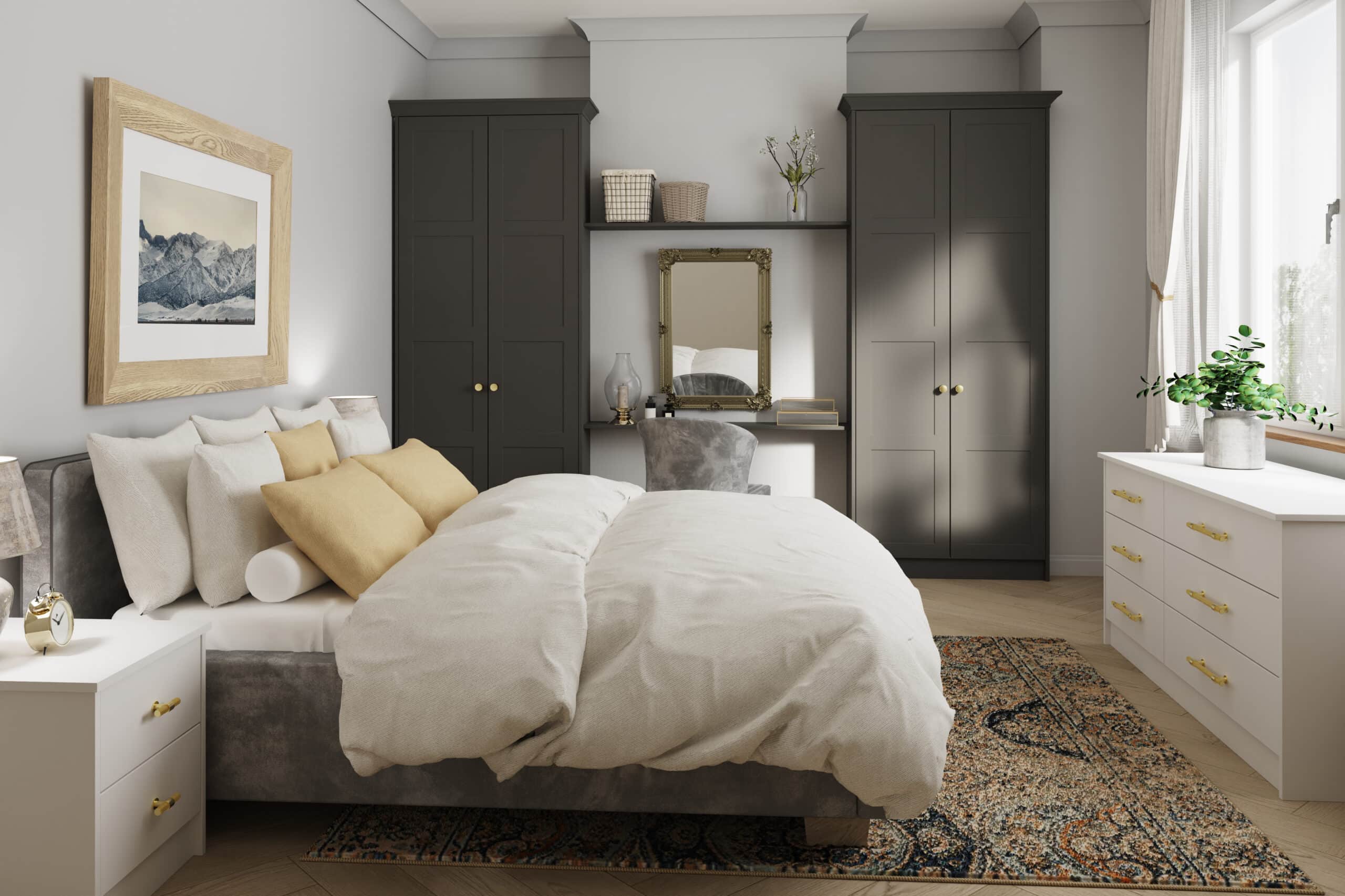 supermatt graphite and supermatt light grey stratford bedroom