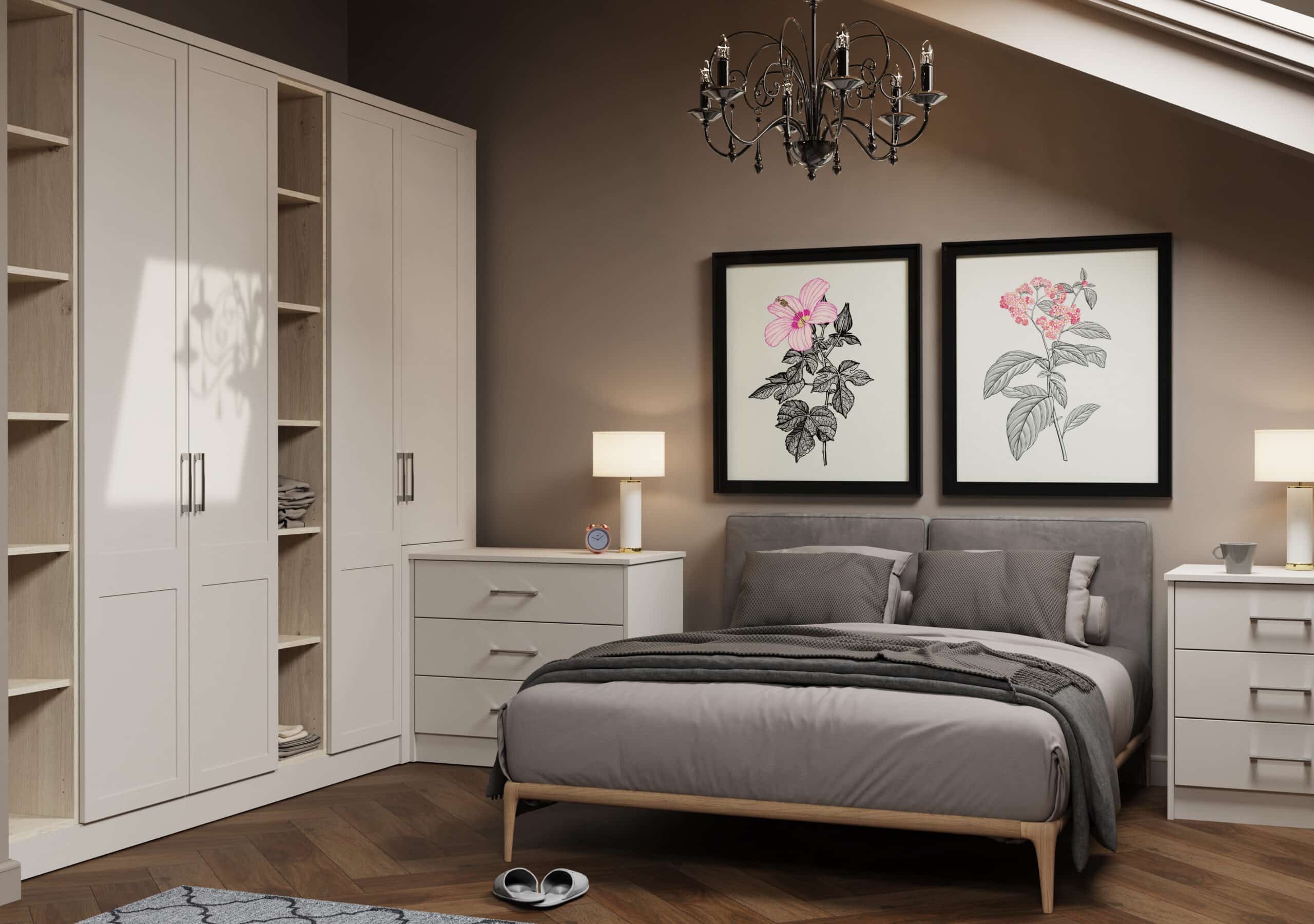 supermatt light grey oakham bedroom