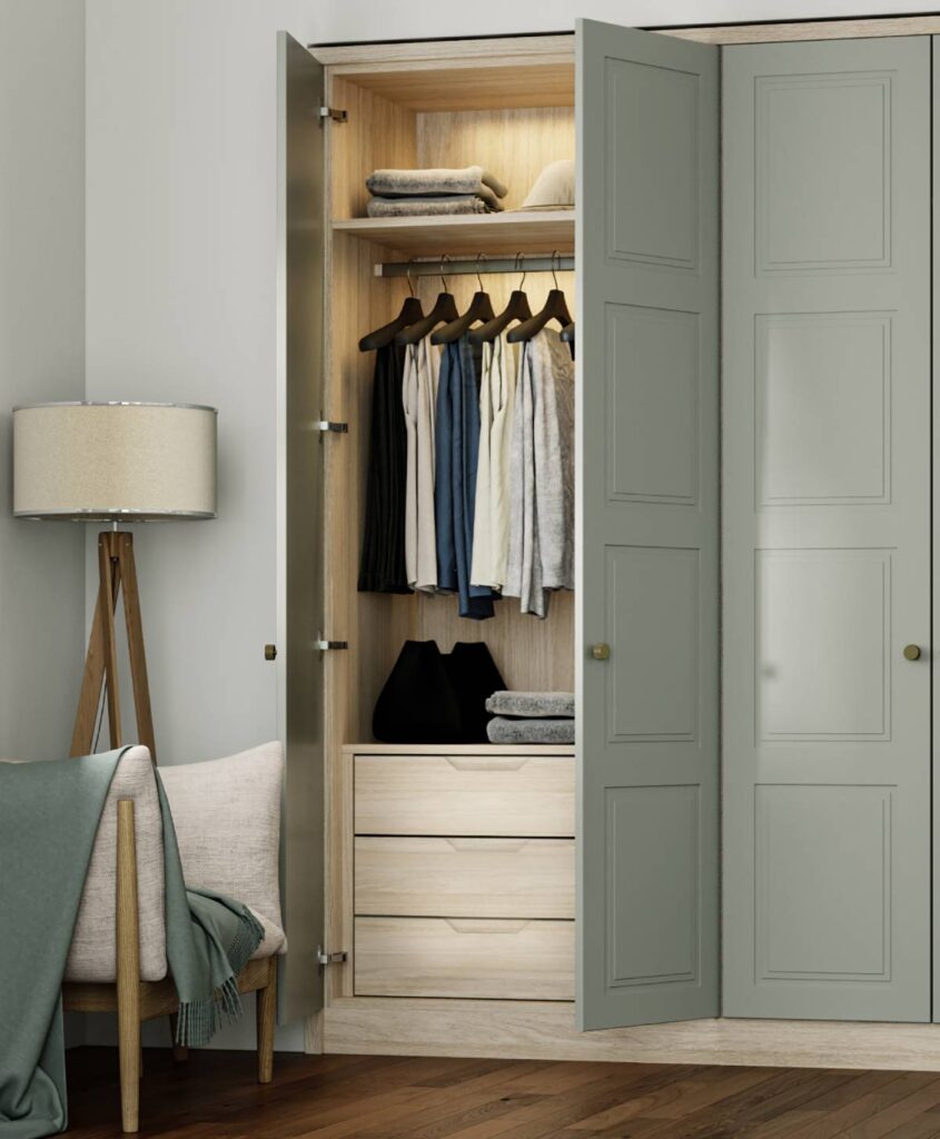 Wardrobe Interior, shelves, hanging space and drawers