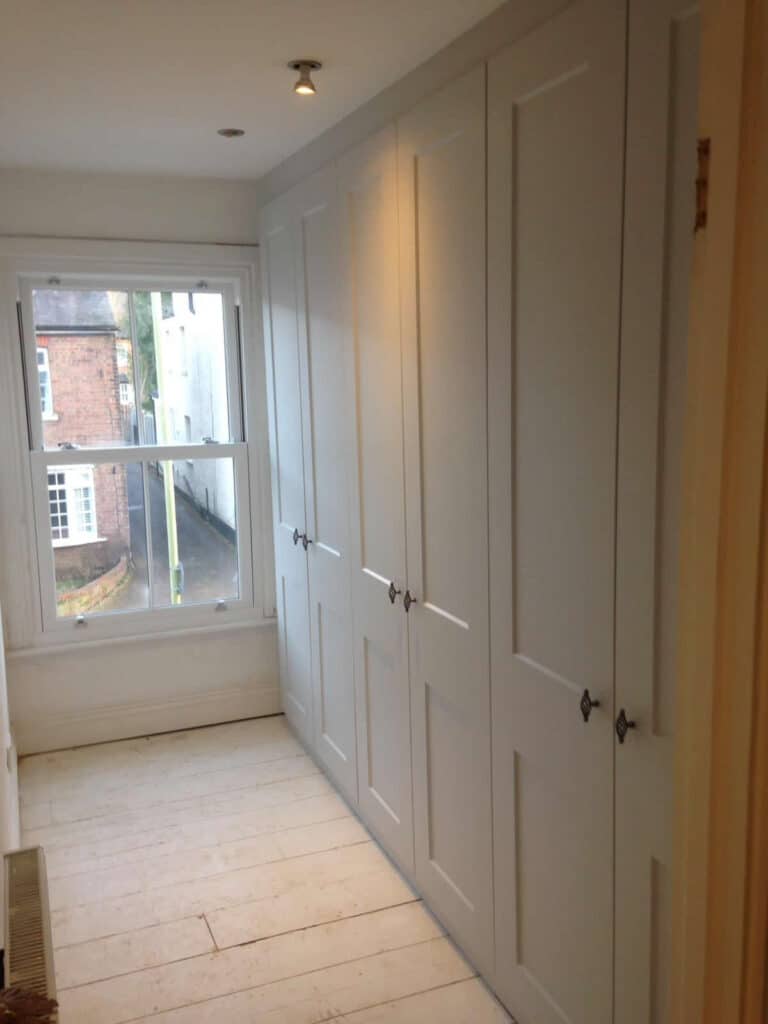 Three double Traditional Cambridge wardrobes in Matt Dove Grey